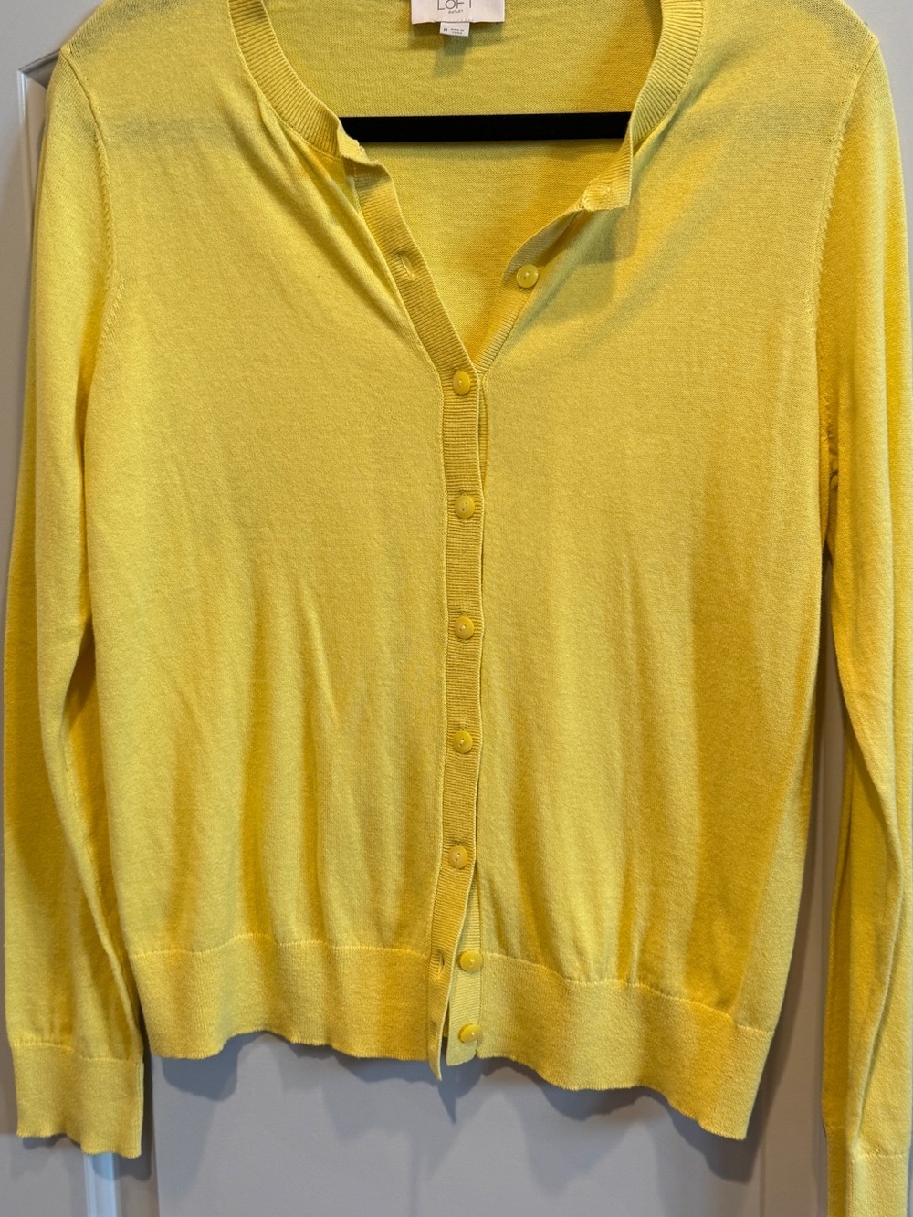 LOFT Bright Yellow Button-Front Cardigan